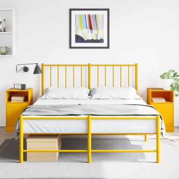 Gossi noptiere, 2 buc., galben mustar, 34,5x39x62 cm, otel