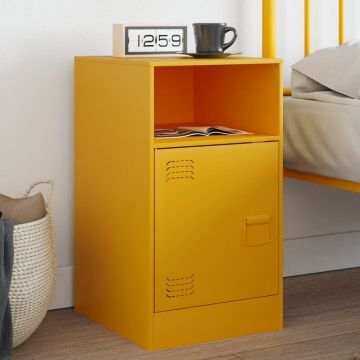 Gossi noptiere, 2 buc., galben mustar, 34,5x39x62 cm, otel