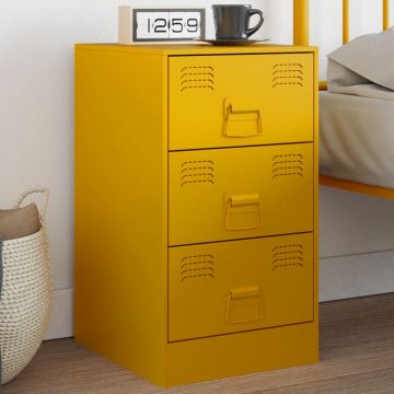 Gossi noptiere, 2 buc., galben mustar, 34,5x39x62 cm, otel
