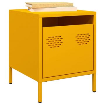 Gossi noptiere, 2 buc., galben mustar, 35x39x43,5 cm, otel