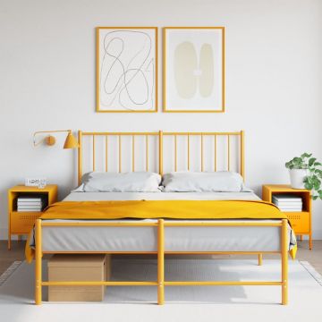 Gossi noptiere 2 buc. galben mustar 36x39x50,5cm otel laminat la rece