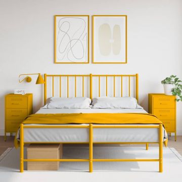 Gossi noptiere 2 buc. galben mustar 36x39x68 cm otel laminat la rece