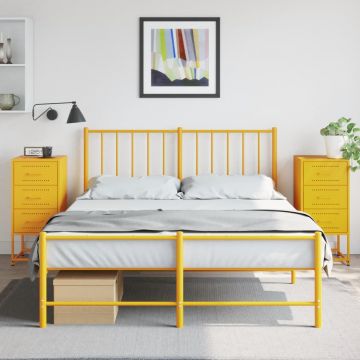 Gossi noptiere, 2 buc., galben mustar, 36x39x78 cm, otel