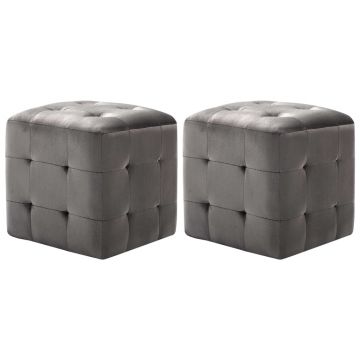 Gossi noptiere, 2 buc., gri, 30 x 30 x 30 cm, tesatura din catifea