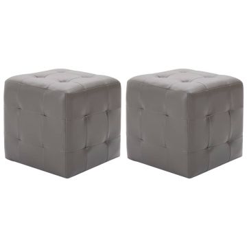 Gossi noptiere, 2 buc., gri, 30x30x30 cm, piele ecologica