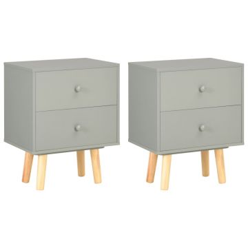 Gossi noptiere, 2 buc., gri, 40 x 30 x 50 cm, lemn masiv de pin