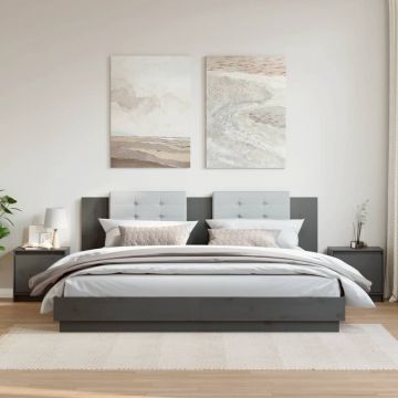 Gossi noptiere, 2 buc., gri, 40x30,5x40 cm, lemn masiv de pin