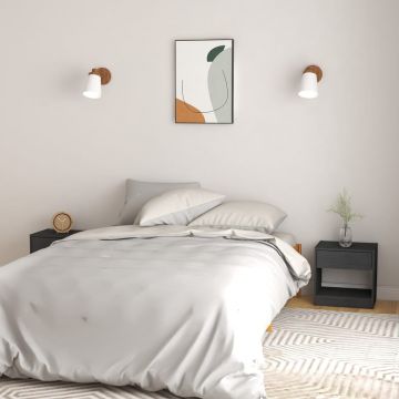 Gossi noptiere, 2 buc., gri, 40x31x40 cm, lemn masiv de pin