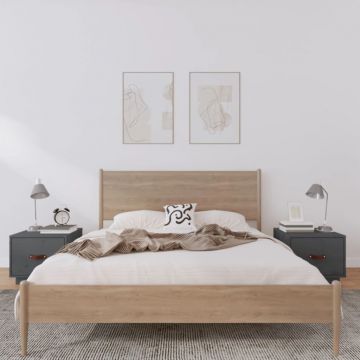 Gossi noptiere, 2 buc., gri, 40x34x35 cm, lemn masiv de pin