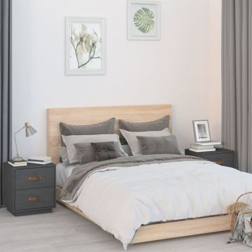 Gossi noptiere, 2 buc., gri, 40x34x45 cm, lemn masiv de pin