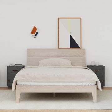 Gossi noptiere, 2 buc., gri, 40x34x55 cm, lemn masiv de pin