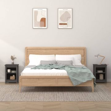 Gossi noptiere, 2 buc., gri, 40x35x55 cm, lemn masiv de pin