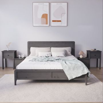 Gossi noptiere, 2 buc., gri, 79,5x38x65,5 cm, lemn masiv de pin