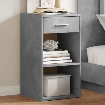 Gossi noptiere, 2 buc., gri beton, 35x34x65 cm, lemn prelucrat