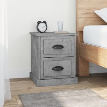Gossi noptiere, 2 buc, gri beton, 39x39x47,5 cm, lemn prelucrat