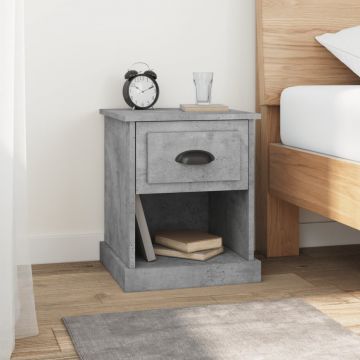 Gossi noptiere, 2 buc, gri beton, 39x39x47,5 cm, lemn prelucrat