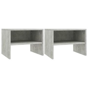 Gossi noptiere, 2 buc., gri beton, 40 x 30 x 30 cm, pal