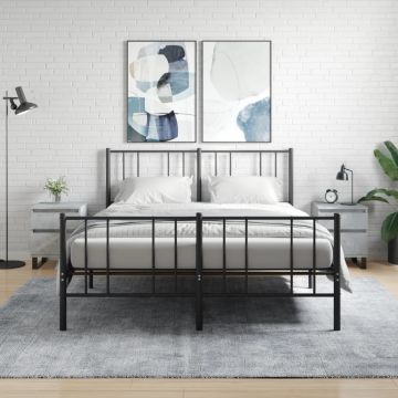 Gossi noptiere, 2 buc., gri beton, 40x35x50 cm, lemn compozit
