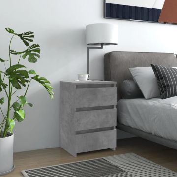 Gossi noptiere, 2 buc., gri beton, 40x35x62,5 cm, lemn compozit