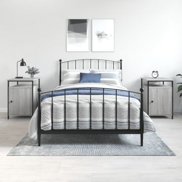 Gossi noptiere, 2 buc., gri sonoma, 40x42x60 cm, lemn prelucrat