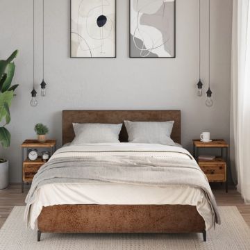 Gossi noptiere, 2 buc, lemn invechit, 34x36x50 cm, lemn prelucrat