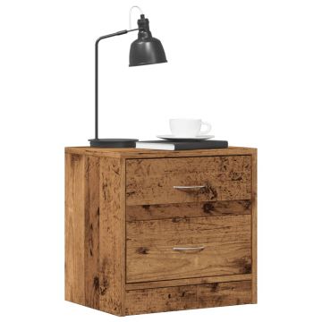 Gossi noptiere, 2 buc, lemn invechit, 40x30x40 cm, lemn prelucrat