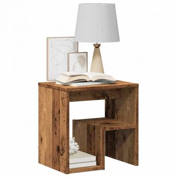 Gossi noptiere, 2 buc, lemn invechit, 40x30x40 cm, lemn prelucrat
