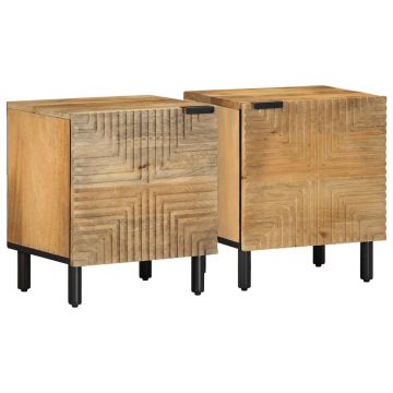 Gossi noptiere 2 buc maro 40x33x46 cm lemn masiv mango