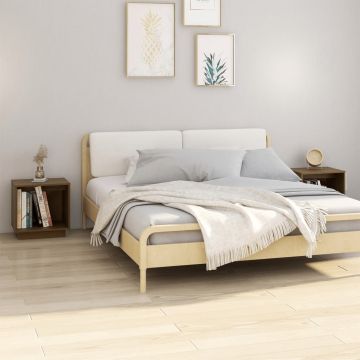 Gossi noptiere, 2 buc, maro miere, 40x30x40 cm, lemn masiv de pin