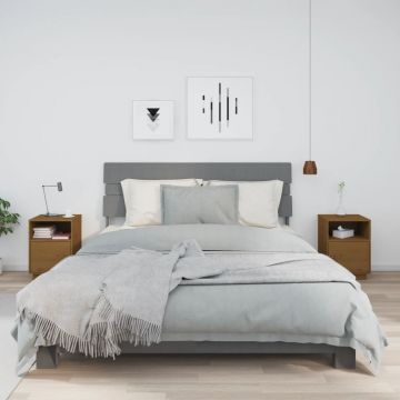 Gossi noptiere, 2 buc, maro miere, 40x34x55 cm, lemn masiv de pin