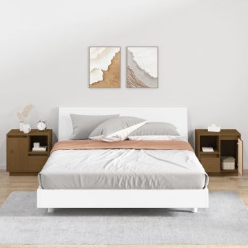 Gossi noptiere, 2 buc., maro miere, 50x34x50 cm, lemn masiv de pin