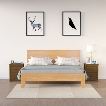 Gossi noptiere, 2 buc, maro miere, 50x35x61,5 cm, lemn masiv de pin