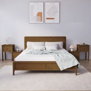Gossi noptiere, 2 buc., maro miere, 79,5x38x65,5 cm lemn masiv de pin