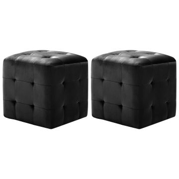 Gossi noptiere, 2 buc., negru, 30 x 30 x 30 cm, tesatura din catifea