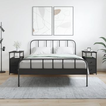 Gossi noptiere, 2 buc., negru, 30x60x60 cm, lemn prelucrat