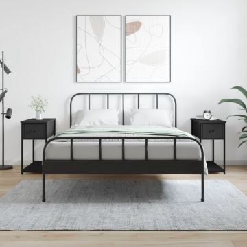 Gossi noptiere, 2 buc., negru, 30x60x60 cm, lemn prelucrat