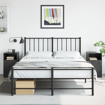 Gossi noptiere, 2 buc., negru, 34,5x39x62 cm, otel