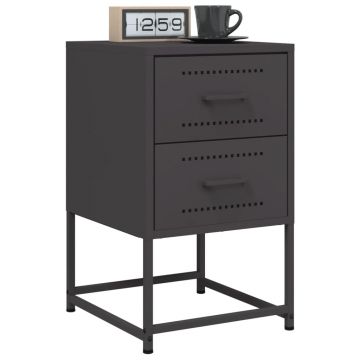 Gossi noptiere, 2 buc., negru, 36x39x60,5 cm, otel