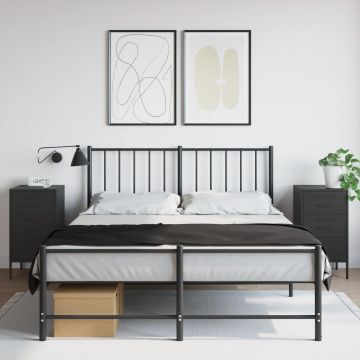 Gossi noptiere, 2 buc., negru, 36x39x68 cm, otel laminat la rece