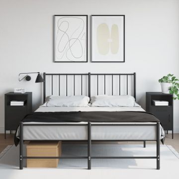 Gossi noptiere, 2 buc., negru, 36x39x68 cm, otel laminat la rece