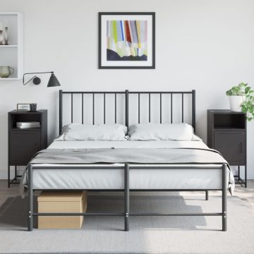 Gossi noptiere, 2 buc., negru, 36x39x78 cm, otel