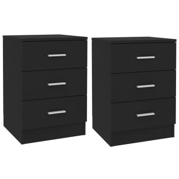 Gossi noptiere, 2 buc., negru, 38x35x56 cm, lemn prelucrat