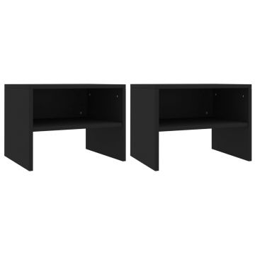 Gossi noptiere, 2 buc., negru, 40 x 30 x 30 cm, pal