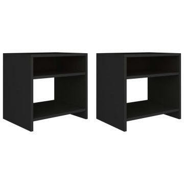 Gossi noptiere, 2 buc., negru, 40 x 30 x 40 cm, pal