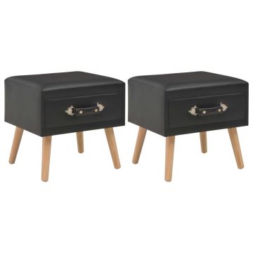 Gossi noptiere, 2 buc., negru, 40 x 35 x 40 cm, piele ecologica