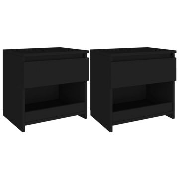 Gossi noptiere, 2 buc., negru, 40x30x39 cm, pal
