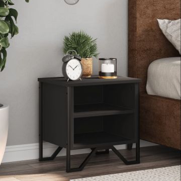 Gossi noptiere, 2 buc., negru, 40x30x40 cm, lemn prelucrat