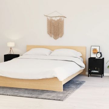 Gossi noptiere, 2 buc., negru, 40x30x54,5 cm, otel si sticla