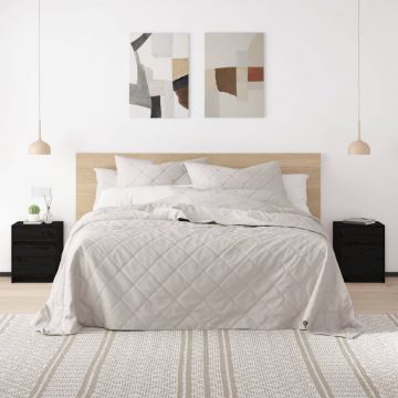 Gossi noptiere, 2 buc., negru, 40x31x50 cm, lemn masiv de pin