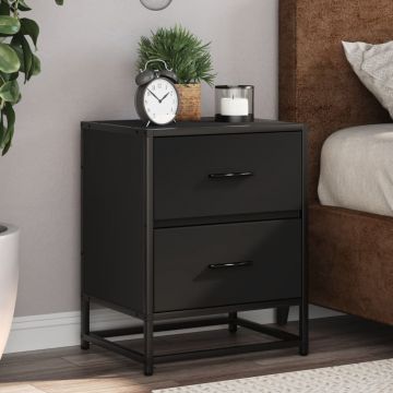 Gossi noptiere, 2 buc., negru, 40x31x50 cm, lemn prelucrat